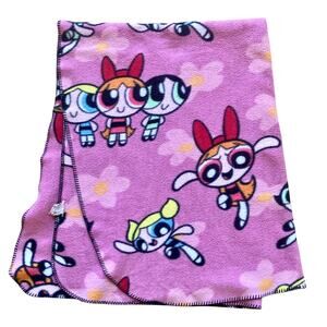 VTG 2000s Y2K Cartoon Network Pink Floral Powerpuff Girls Small Throw Blanket